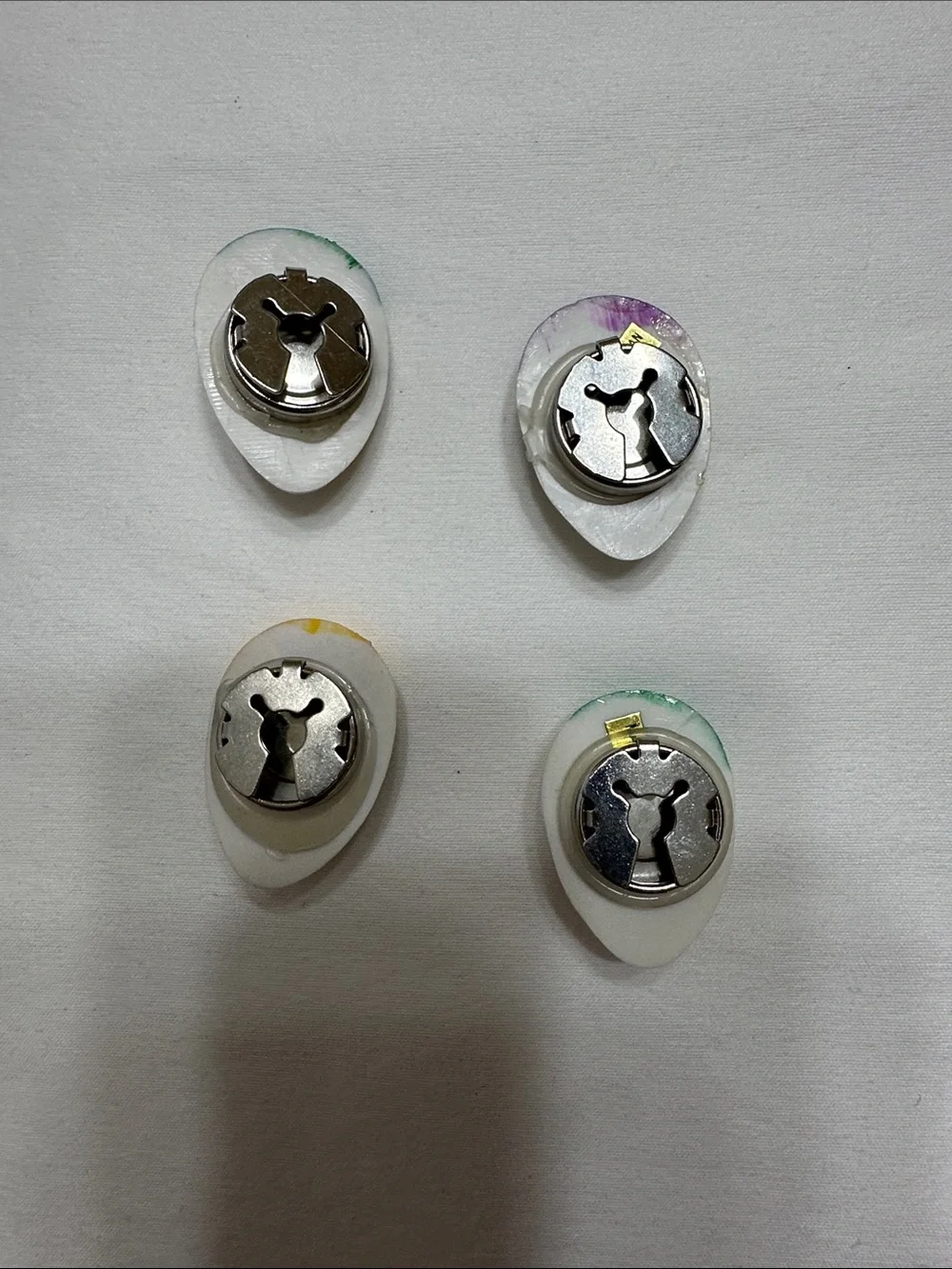 Artisan Ceramic Mask button covers- White with Multicolor Accents